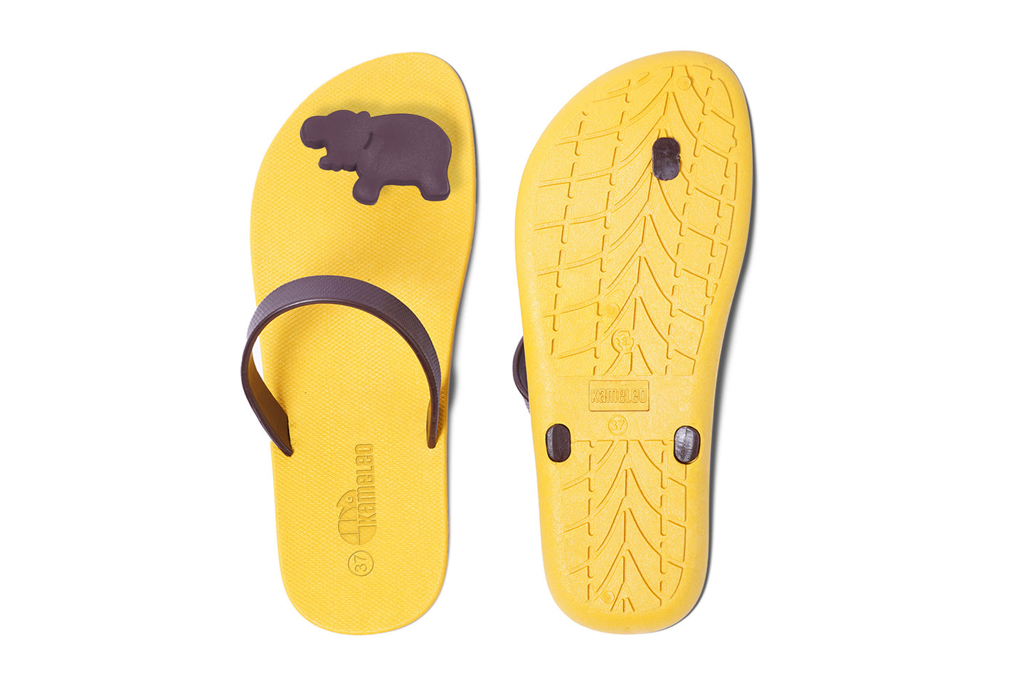 Poppi Hippo Yellow Sole Brown Strap