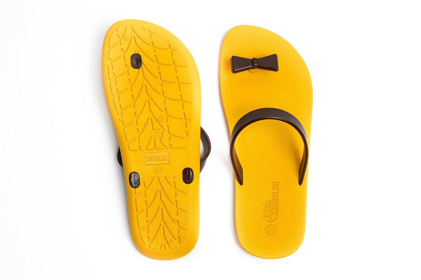 Poppi Bow Yellow Sole Brown Strap