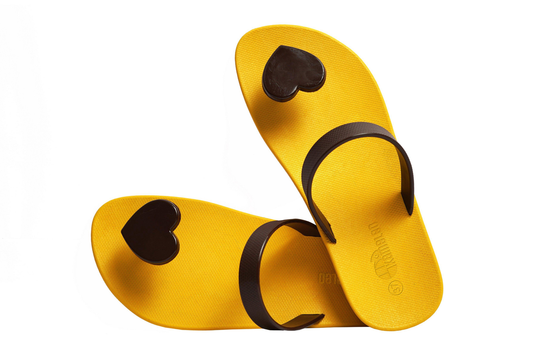 Poppi Heart Yellow Sole Brown Strap