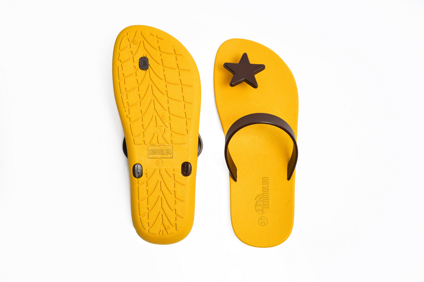 Poppi Star Yellow Sole Brown Strap