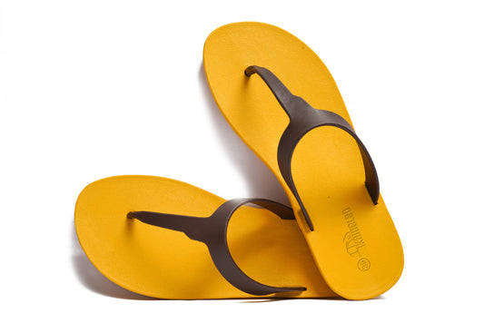 Thongs Yellow Sole Brown Strap