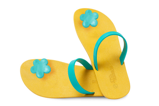 Poppi Flora Yellow Sole Green Strap