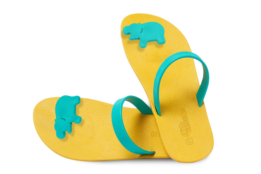 Poppi Hippo Yellow Sole Green Strap