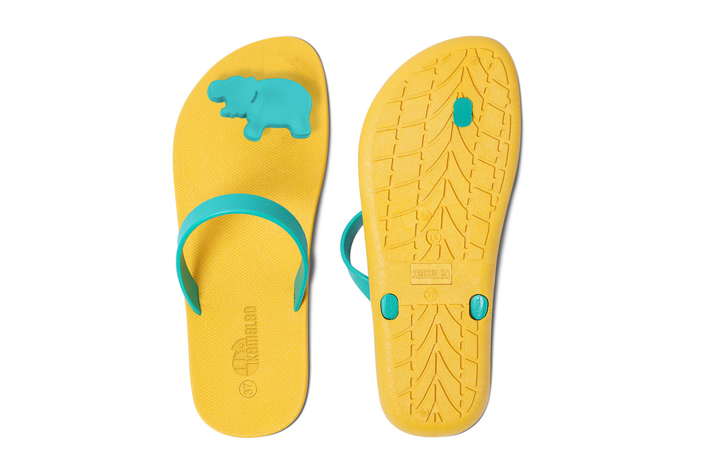 Poppi Hippo Yellow Sole Green Strap