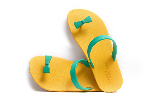 Poppi Bow Yellow Sole Green Strap