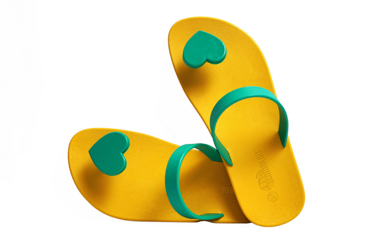 Poppi Heart Yellow Sole Green Strap
