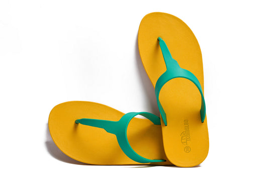 Thongs Yellow Sole Green Strap