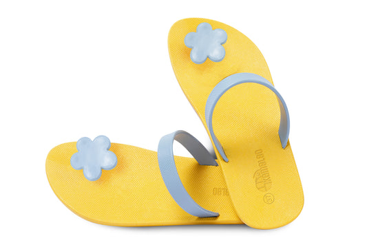 Poppi Flora Yellow Sole Grey Strap