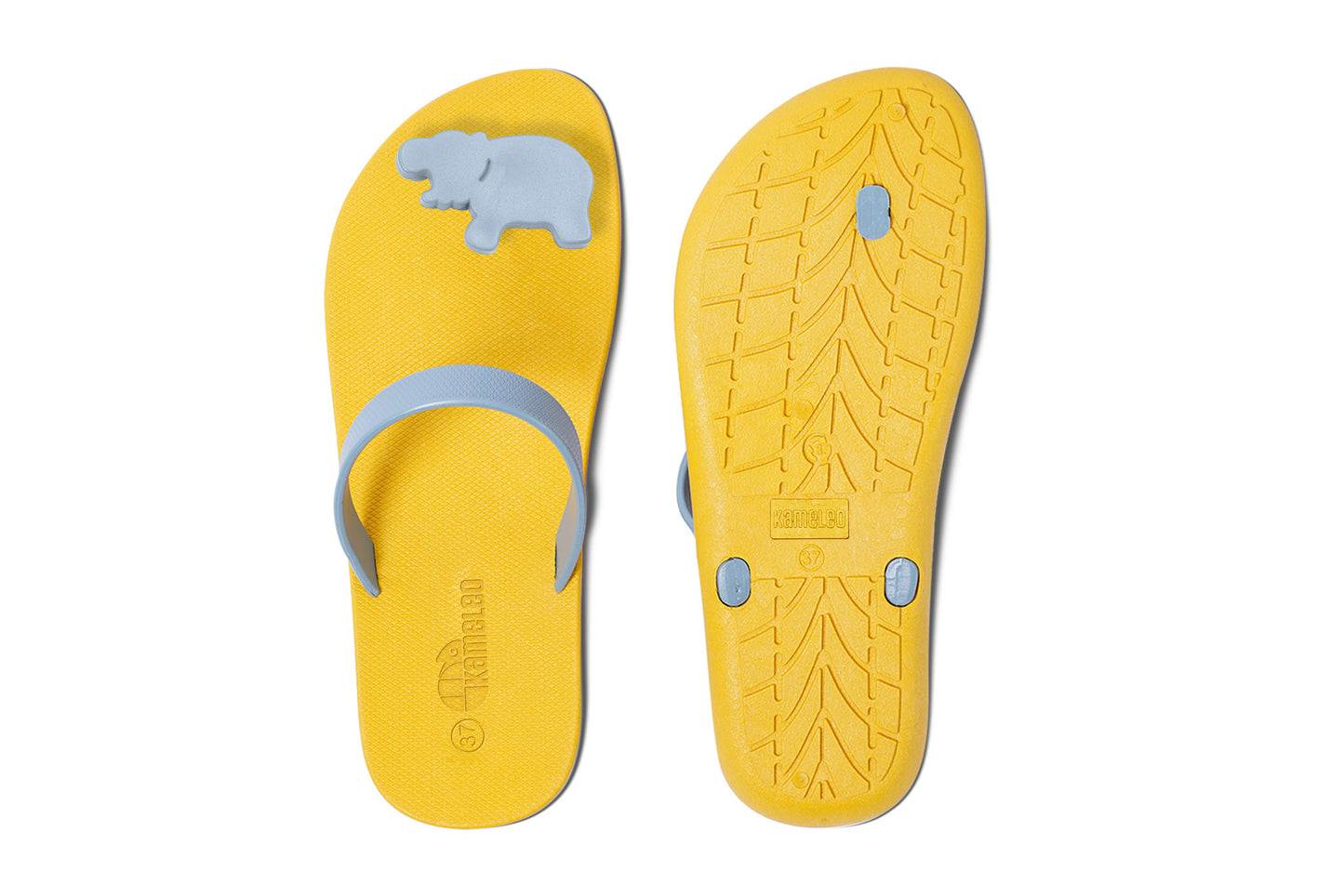 Poppi Hippo Yellow Sole Grey Strap