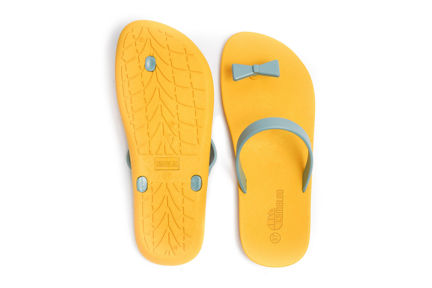 Poppi Bow Yellow Sole Grey Strap