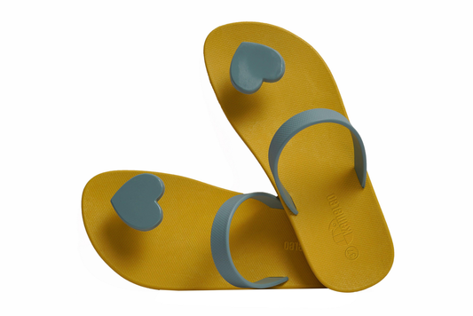 Poppi Heart Yellow Sole Grey Strap