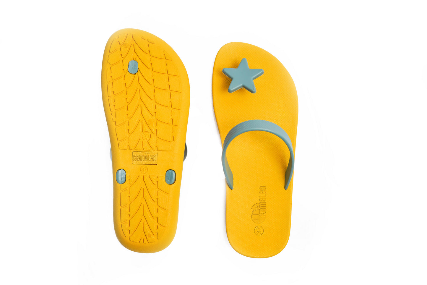 Poppi Star Yellow Sole Grey Strap
