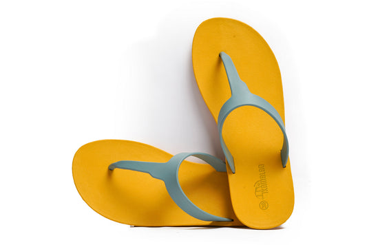 Thongs Yellow Sole Grey Strap