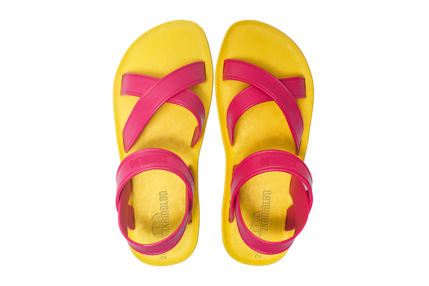 Cross Plus Kids Yellow Sole Pink Strap