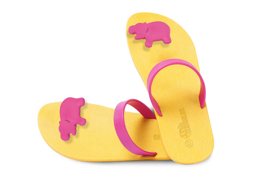 Poppi Hippo Yellow Sole Pink Strap