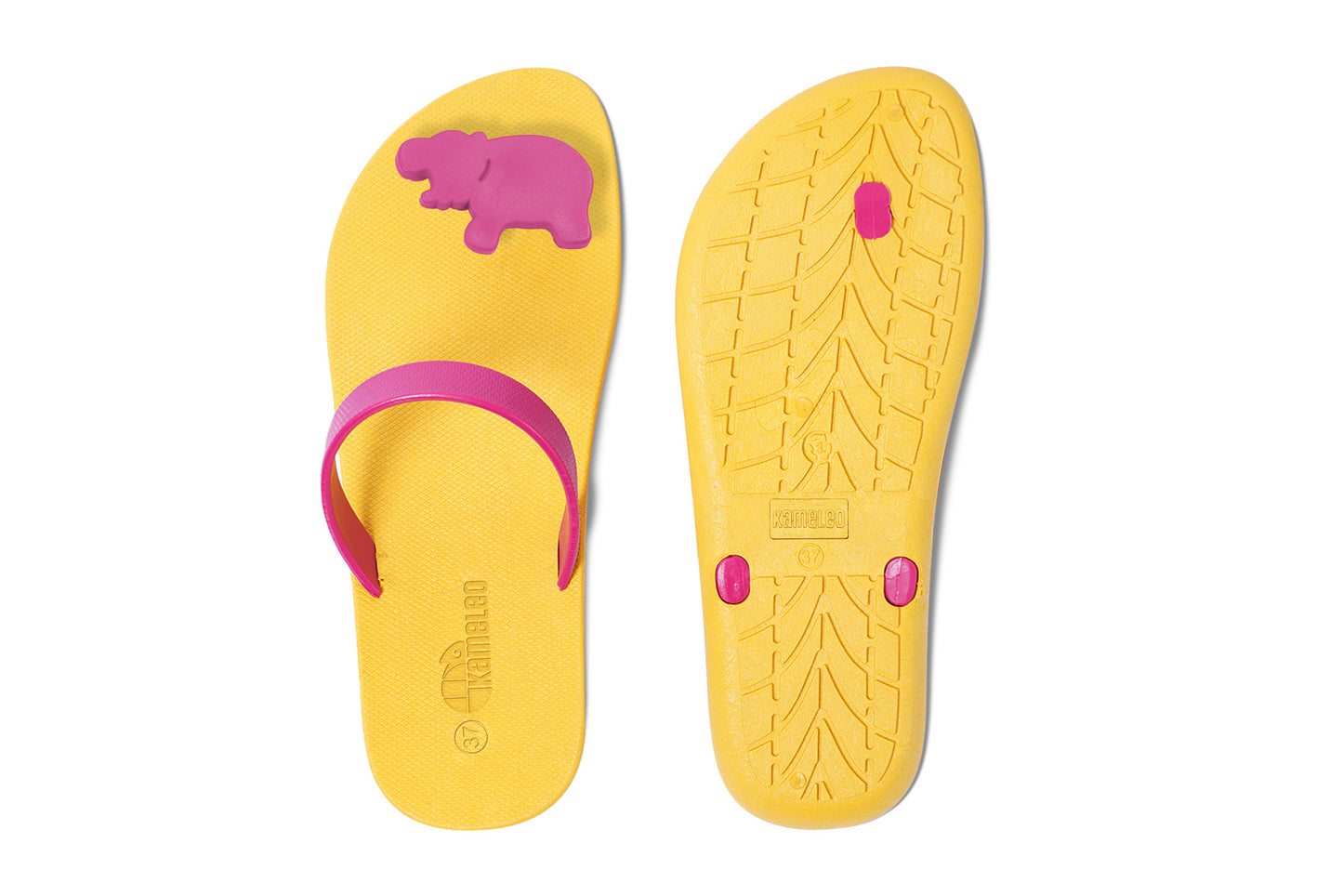 Poppi Hippo Yellow Sole Pink Strap