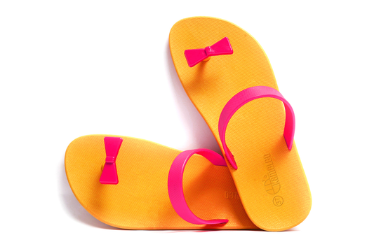 Poppi Bow Yellow Sole Pink Strap