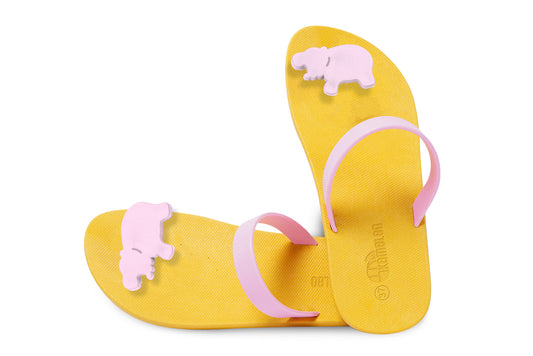 Poppi Hippo Yellow Sole LightPink Strap