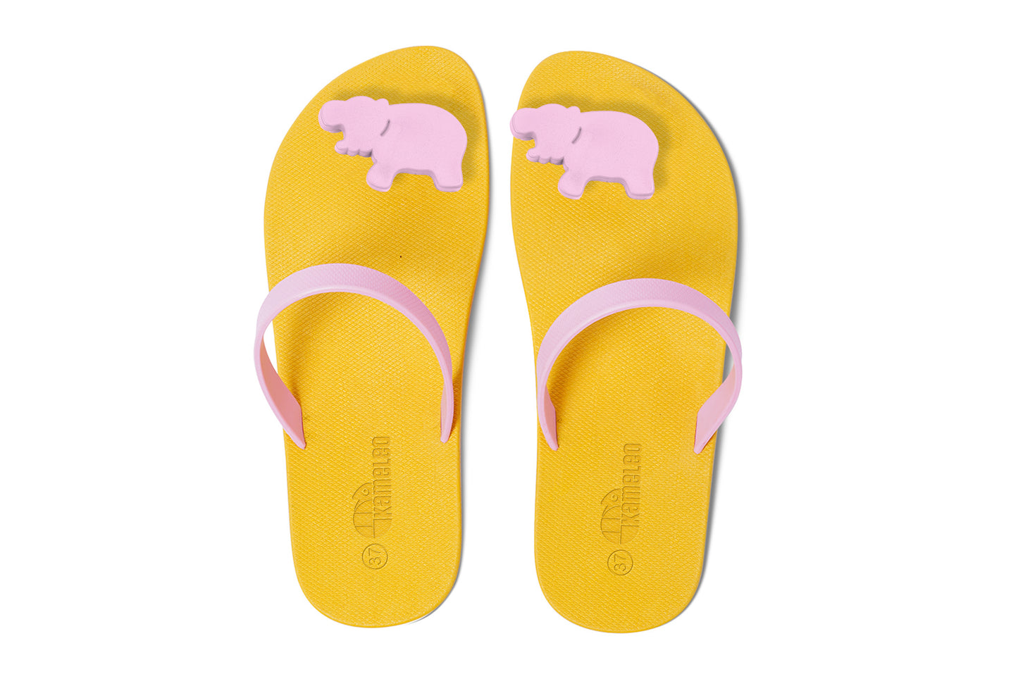 Poppi Hippo Yellow Sole LightPink Strap