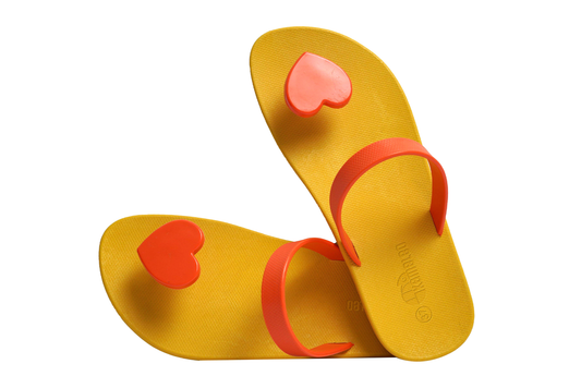Poppi Heart Yellow Sole Orange Strap