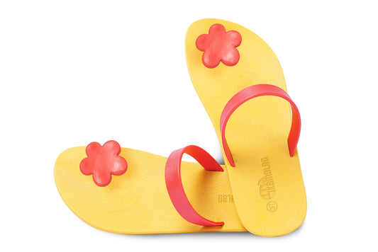 Poppi Flora Yellow Sole Red Strap