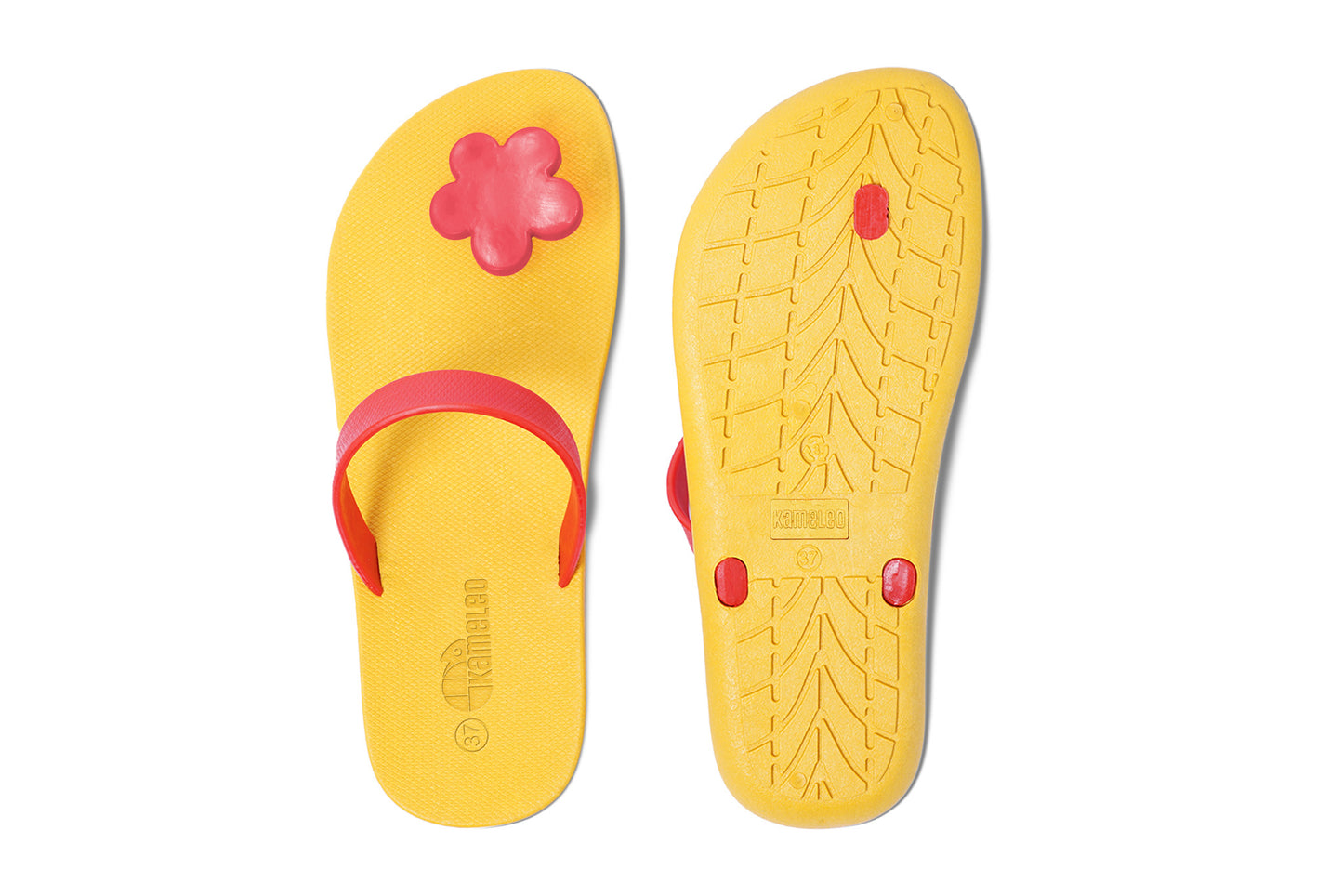 Poppi Flora Yellow Sole Red Strap