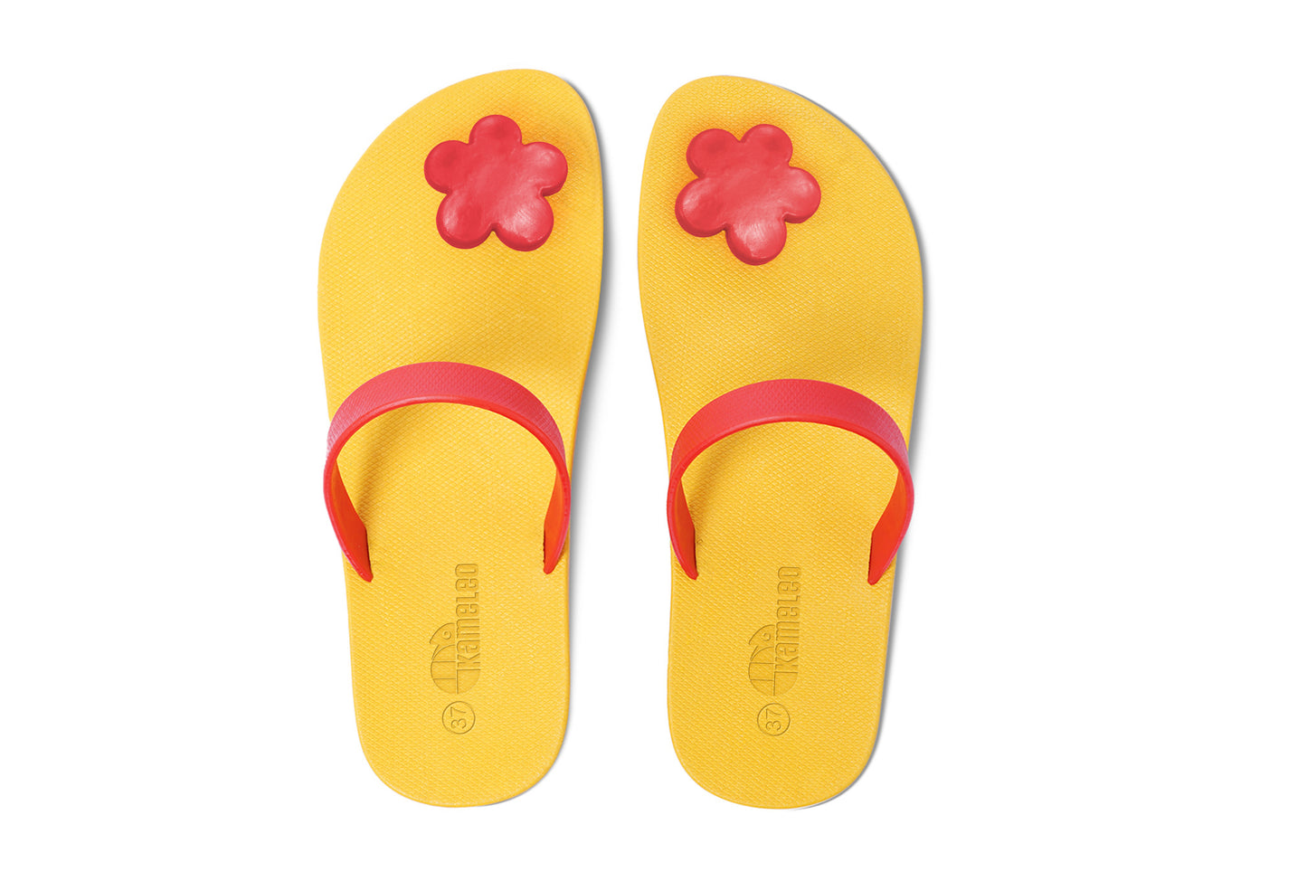 Poppi Flora Yellow Sole Red Strap