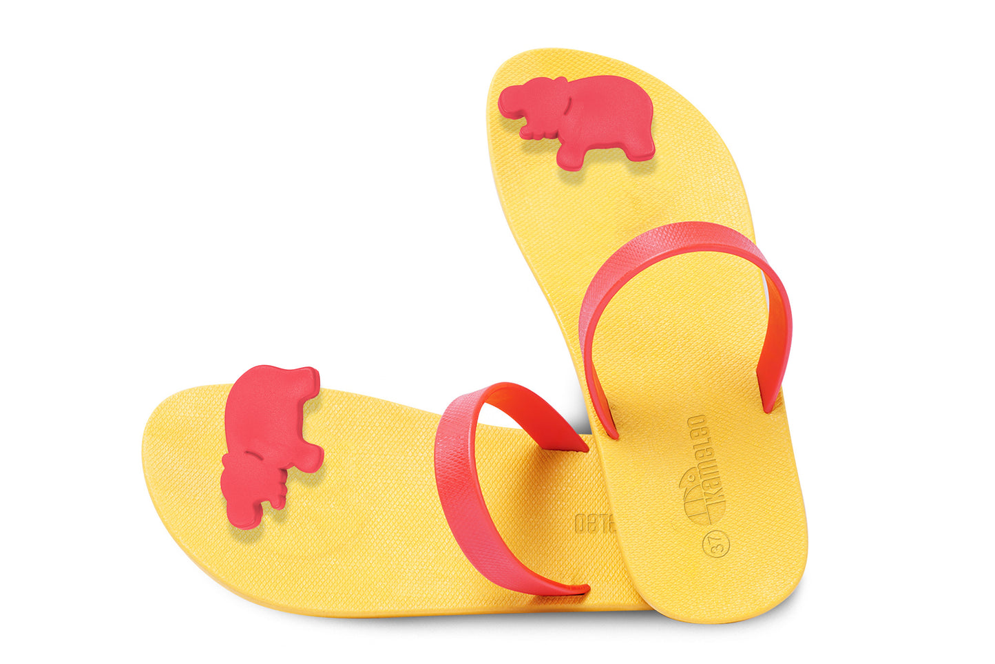Poppi Hippo Yellow Sole Red Strap