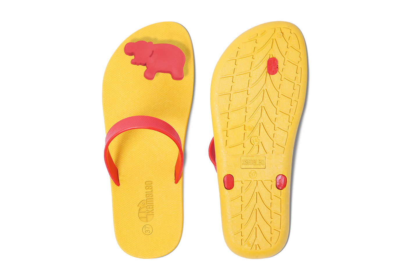 Poppi Hippo Yellow Sole Red Strap