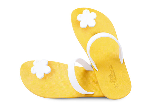Poppi Flora Yellow Sole White Strap