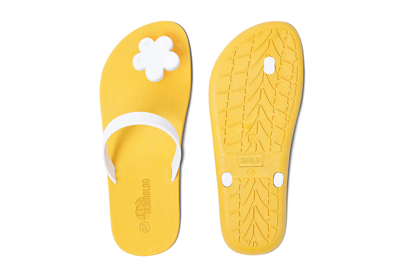Poppi Flora Yellow Sole White Strap