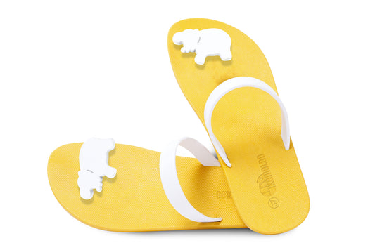 Poppi Hippo Yellow Sole White Strap