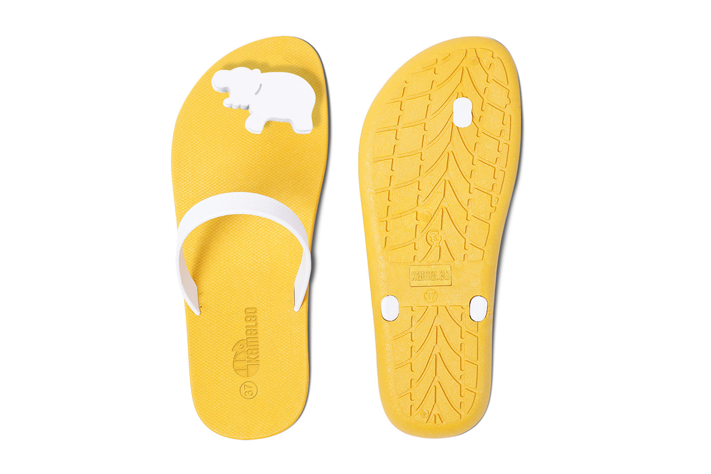 Poppi Hippo Yellow Sole White Strap